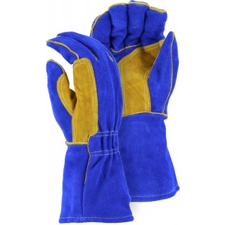 1514BLT Majestic® Glove FR Blue Leather Welders Glove with Reinforced Thumb Strap
